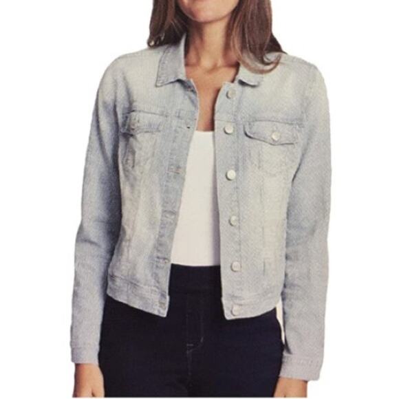 NWT Nine West Stripe Denim Jacket Size Medium - Picture 1 of 6